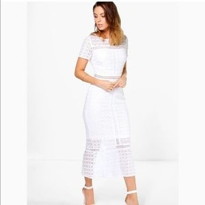 White Crochet Midi Dress